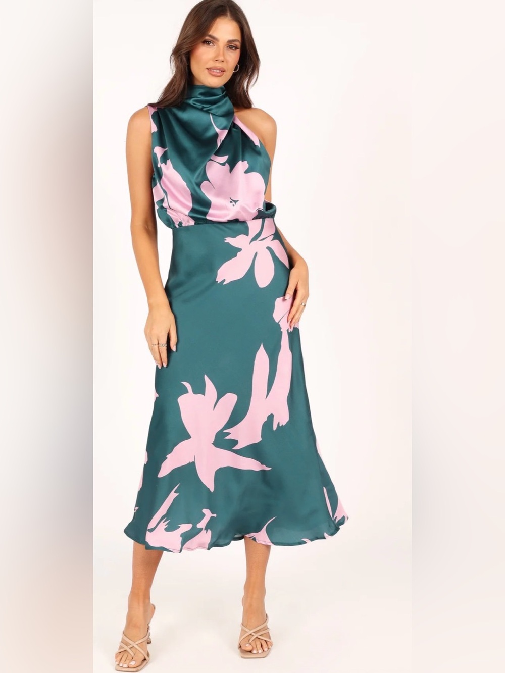 NWOT Anabelle Halter Neck Midi Dress Sz US L